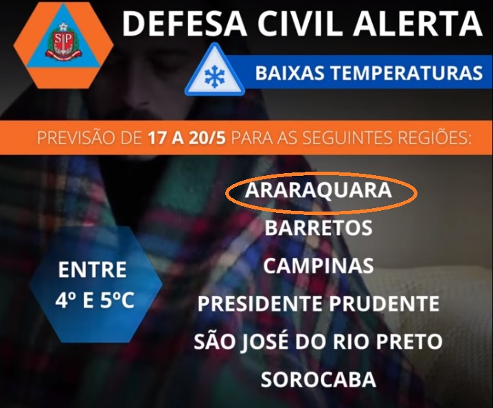Foto 2 de 3 — Baixas Temperaturas: Veja como ficarão as mínimas em Araraquara nos próximos dias